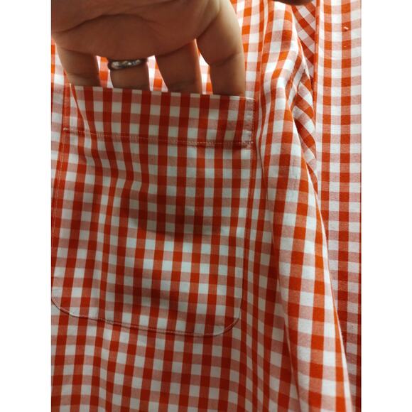 Lands' End Men's 16 1/2 - 37 Tall Red & White Check Long Sleeve Button Up Shirt - Picture 3 of 5